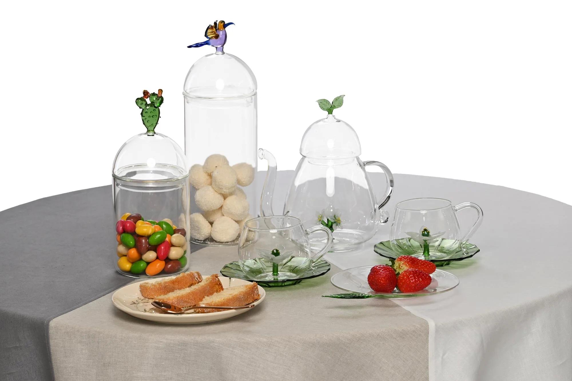 Mediterraneo Handcrafted Glass Container Large Colibri